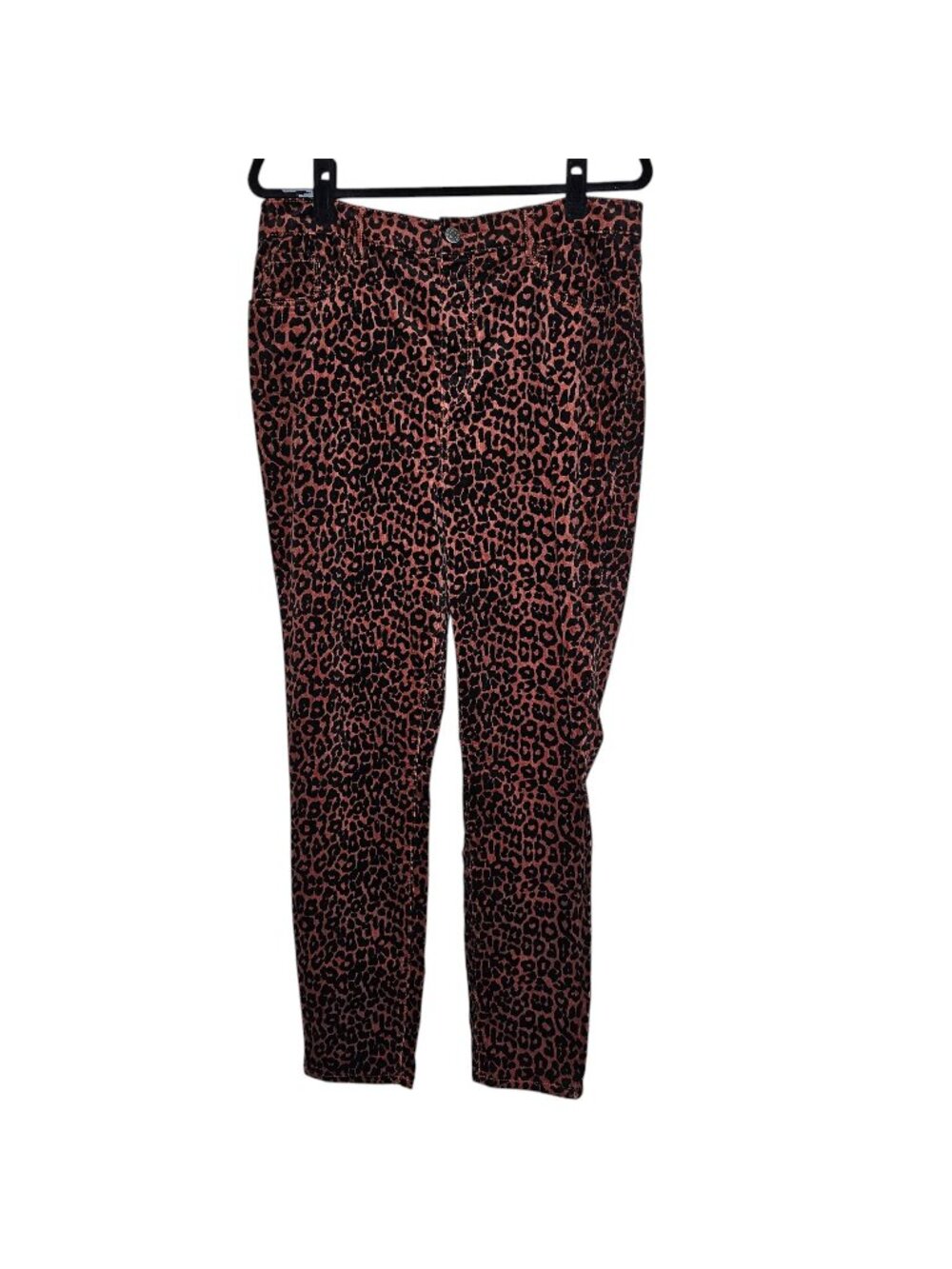 Loft 31 12 Corduroy Pants Brown Leopard Print Skinny High Rise Groovy Grunge
